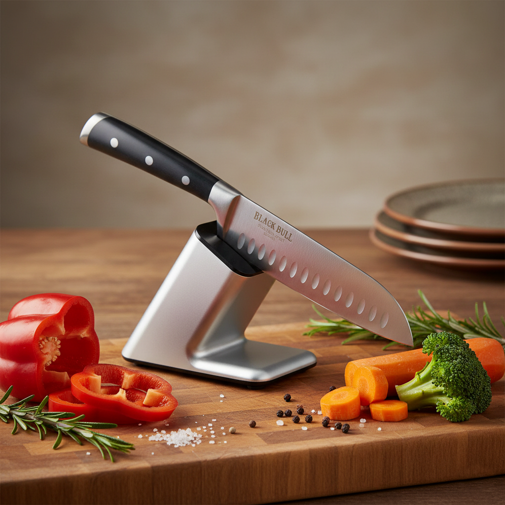 Cuchillo acero inoxidable Santoku Black Bull Platinum 33 cms. (hoja de 7")