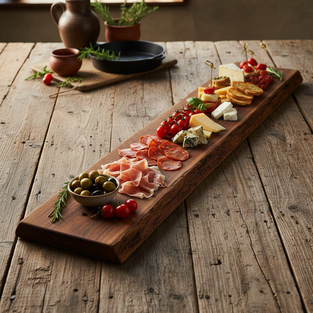 Tabla de corte modelo Pasarela: Olivo de veta única (60x15 cm) – DMBBQ