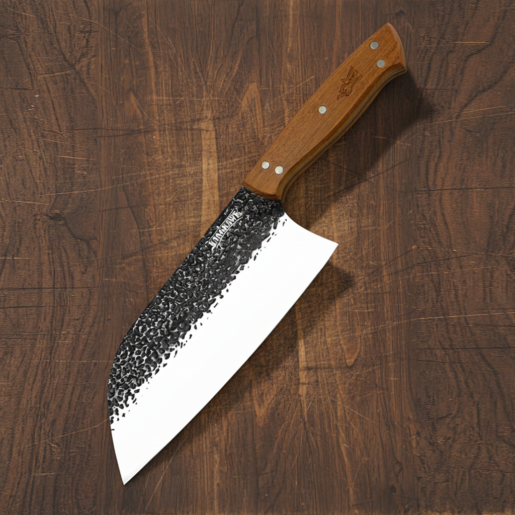 Machete parrillero de acero inoxidable y carbono martillado modelo Panguipulli 8" | Kangkawe