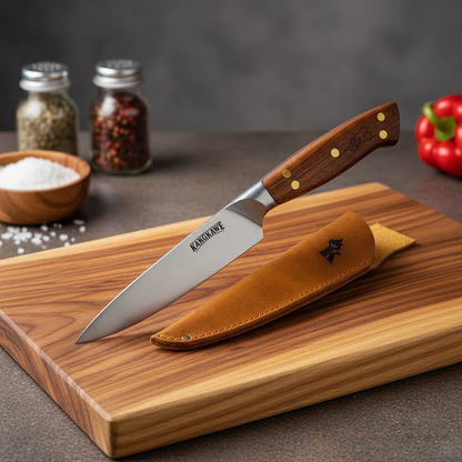 Cuchillo multiuso Pellaifa 5" con funda de cuero | Kangkawe