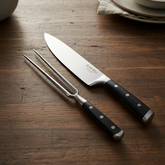 Set Carving (cuchillo chef + pincho) Black Bull colección Platinum
