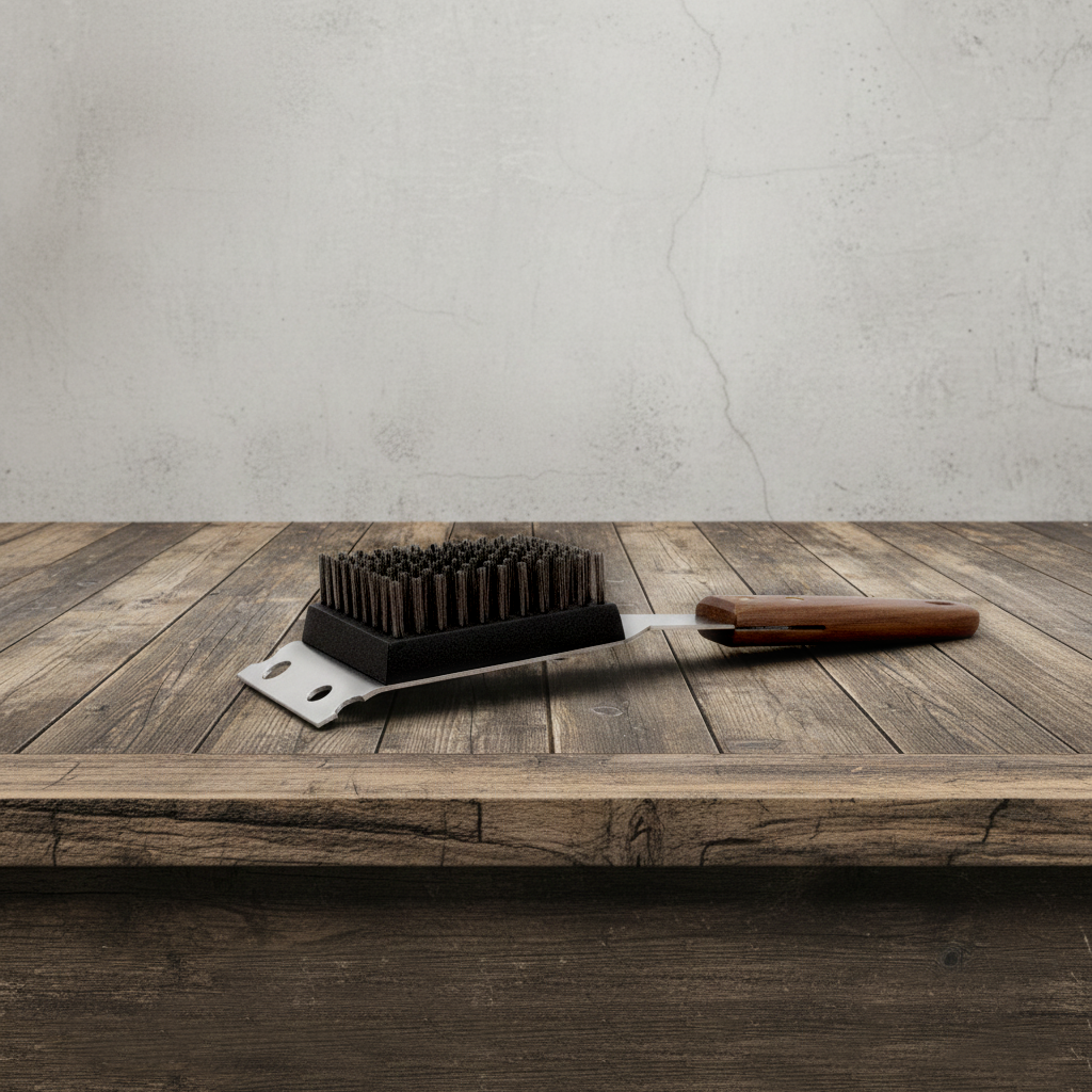 Cepillo parrillero 2 en 1 de acero inoxidable con espátula - 34 cms | Kangkawe