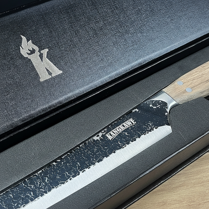 Cuchillo carnicero curvo martillado 10" en acero inoxidable y al carbono edición limitada | Kangkawe
