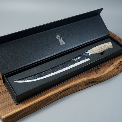 Cuchillo carnicero curvo martillado 10" en acero inoxidable y al carbono edición limitada | Kangkawe