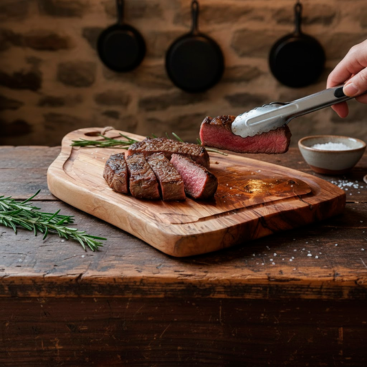 Tabla de corte modelo Ribera: Olivo de veta única (45x25 cm) | DMBBQ