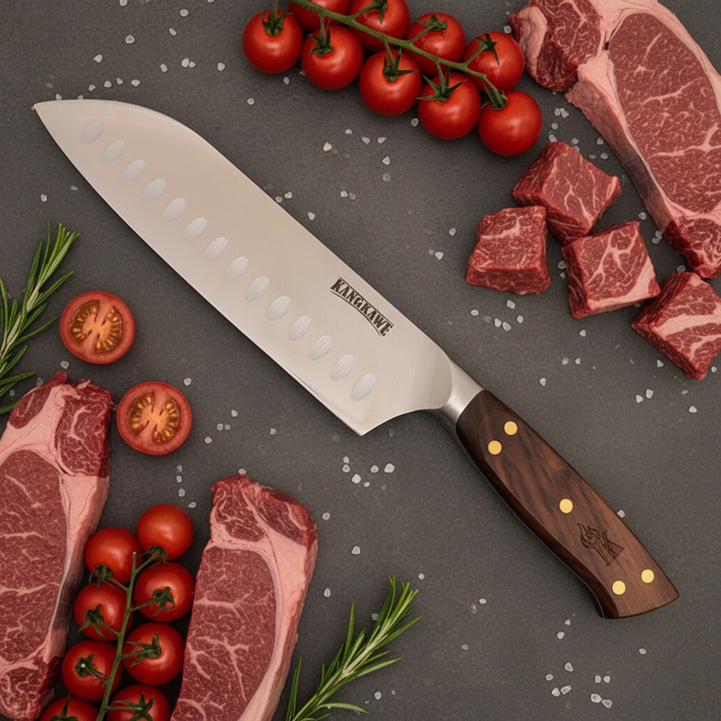 Cuchillo Santoku Pirihueico de acero inoxidable 7" | Kangkawe