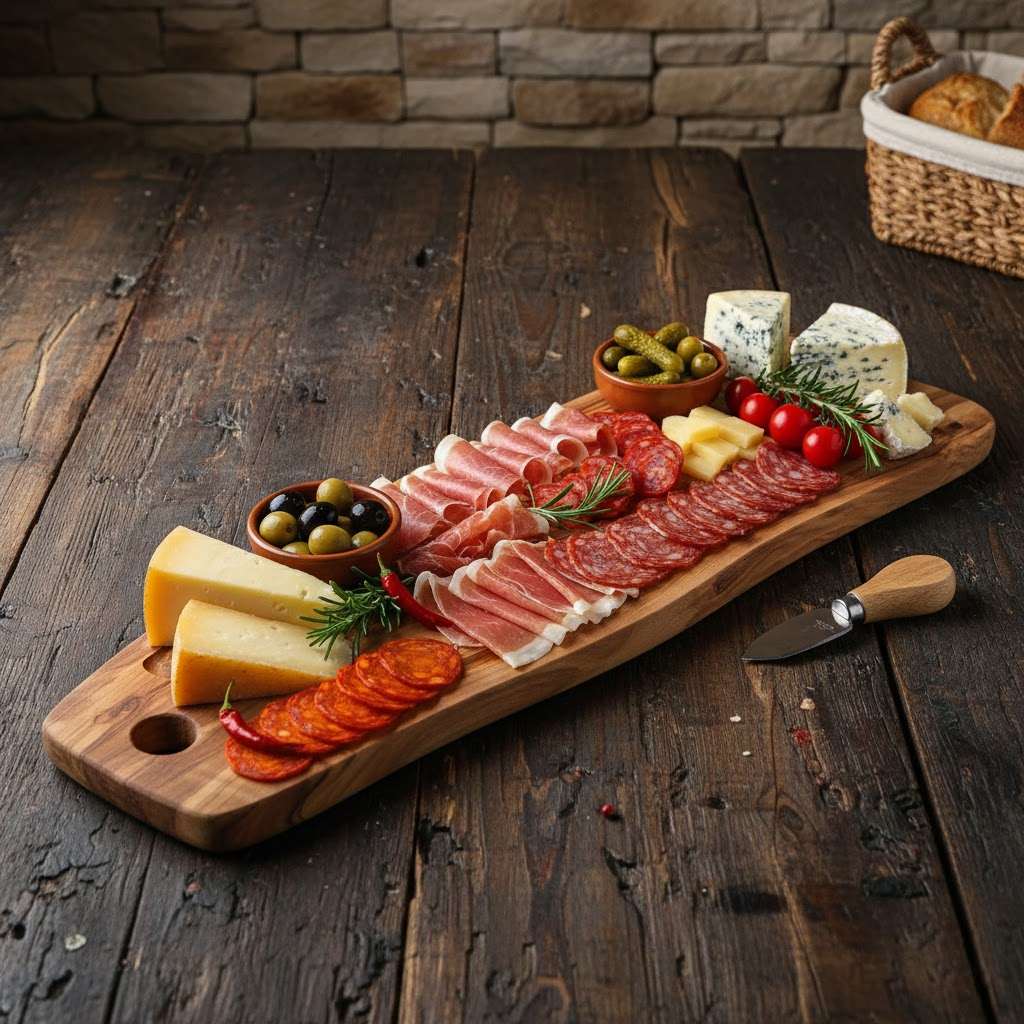 Tabla de corte modelo Pasarela: Olivo de veta única (70x22 cm) | DMBBQ