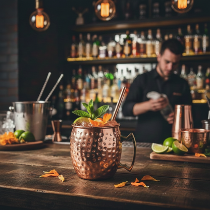 Set (2) mugs de cobre/acero  Moscow Mule martillado 500 ml